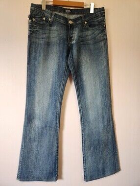 Rock & Republic Roth Pink Crystal Bootcut Flare Jeans Y2K McBling Sz 30 Low Rise